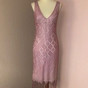 Vintage pink Crochet Sheath Dress lined with flapper vibe size 4 or 6 EUC
